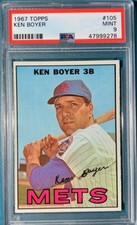 1967 Topps Baseball #105 Ken Boyer New York Mets PSA 9 Nicely Centered