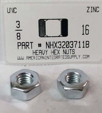 3/8-16 Heavy Hex Nuts Grade 2 Steel Zinc Plated (250)