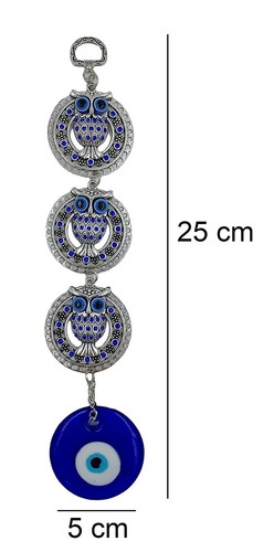 Evil Eye Hanging For Home Entrance 3 Owl Nazar Battu Protection Good Luck Charm - Picture 3 of 4