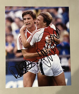 Alan Smith & Paul Merson handsigniertes 10x8 Arsenal FC Foto - England
