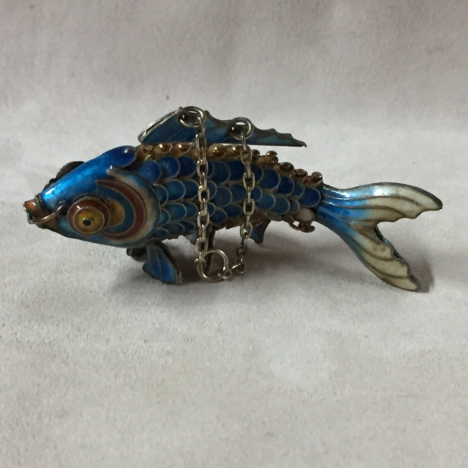 Chinese Export Articulated Koi Fish Cloisonné Gilt Si… Gem