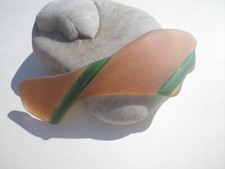 Sea Glass, Amber with Green Stripes