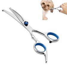 Curved Dog Grooming Scissors with Safety Round Tips, Light Weight Professiona...