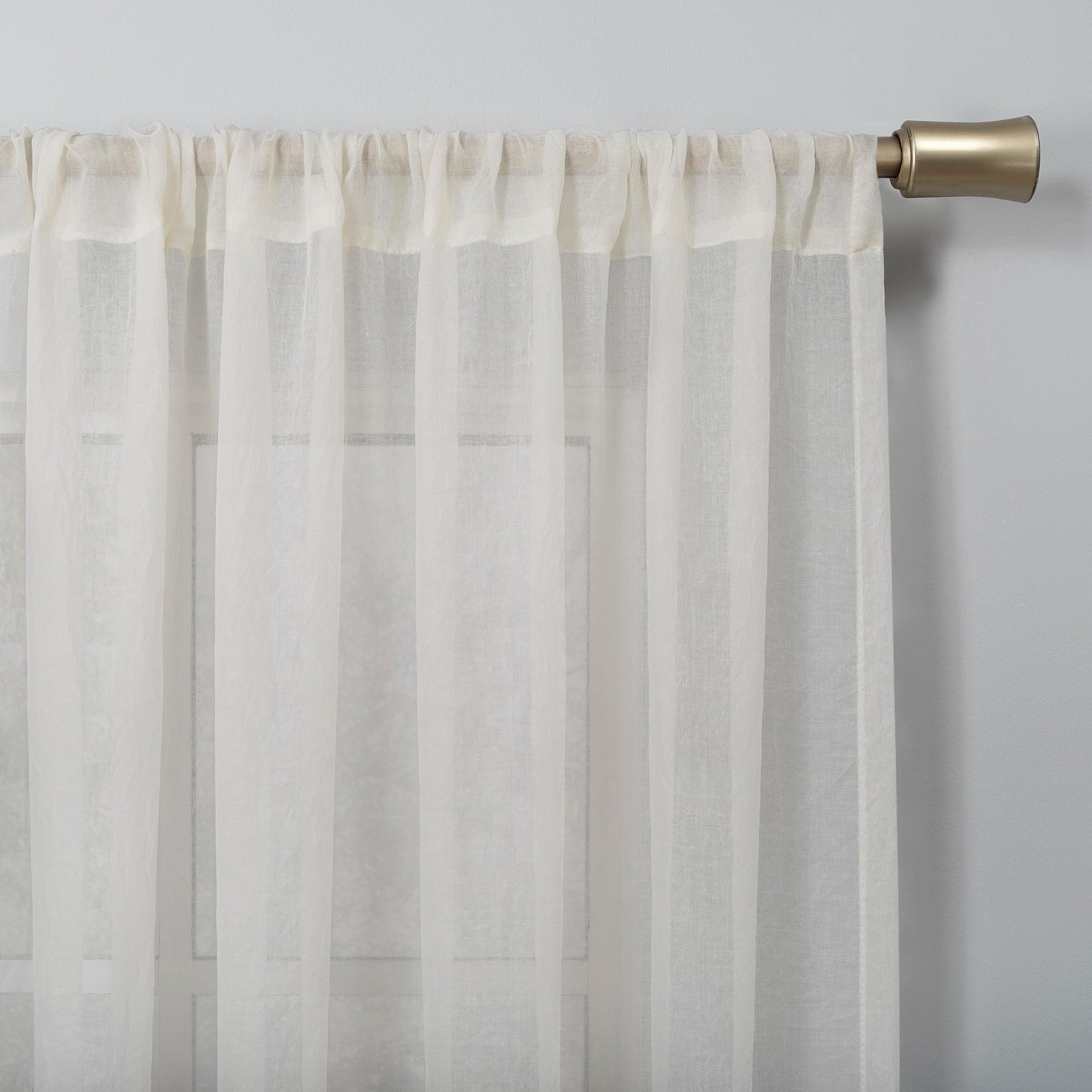 Semi Sheer Curtains, Crushed Texture, Rod Pocket, 50x84, Off White thumbnail 2