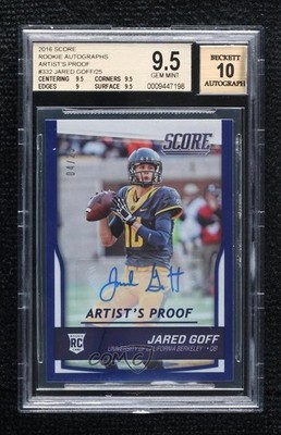 2016 Score Artist's Proof Signatures 4/25 Jared Goff BGS 9.5 Rookie Auto RC 4e4