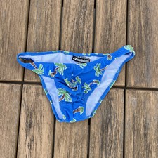 Aussiebum Men Blue Palm Tree highrise contour pouch swim brief bikini Swimwear S