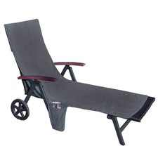 Liegestuhl Auflage XXL 60x190 Frottier Auflage für Gartenliege Baumwolle in Grau