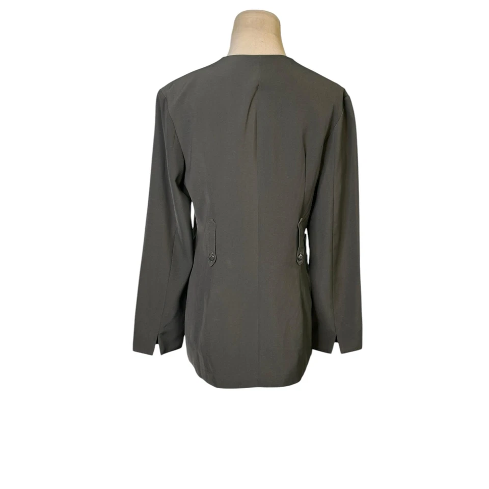 Chaqueta Blazer Mystic Gris Manga Larga Cinturón Talla Pequeña Foto 2 de 4
