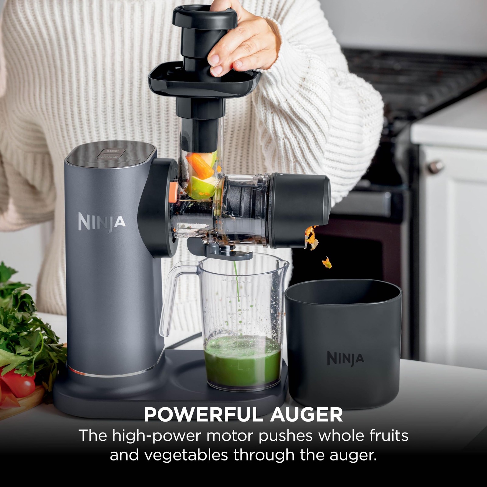 Ninja Cold Press Juicer Machine with 700ml Jug & 1.1L Pulp Container Make Fresh