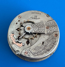 VINTAGE 18 SIZE WALTHAM POCKET WATCH MOVEMENT GR. 825 KEEPING TIME 17 JEWEL