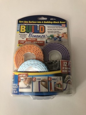 Build Bonanza Lego Tape - Works with  Blocks & Mega Blocks 12 ft Flexible - New