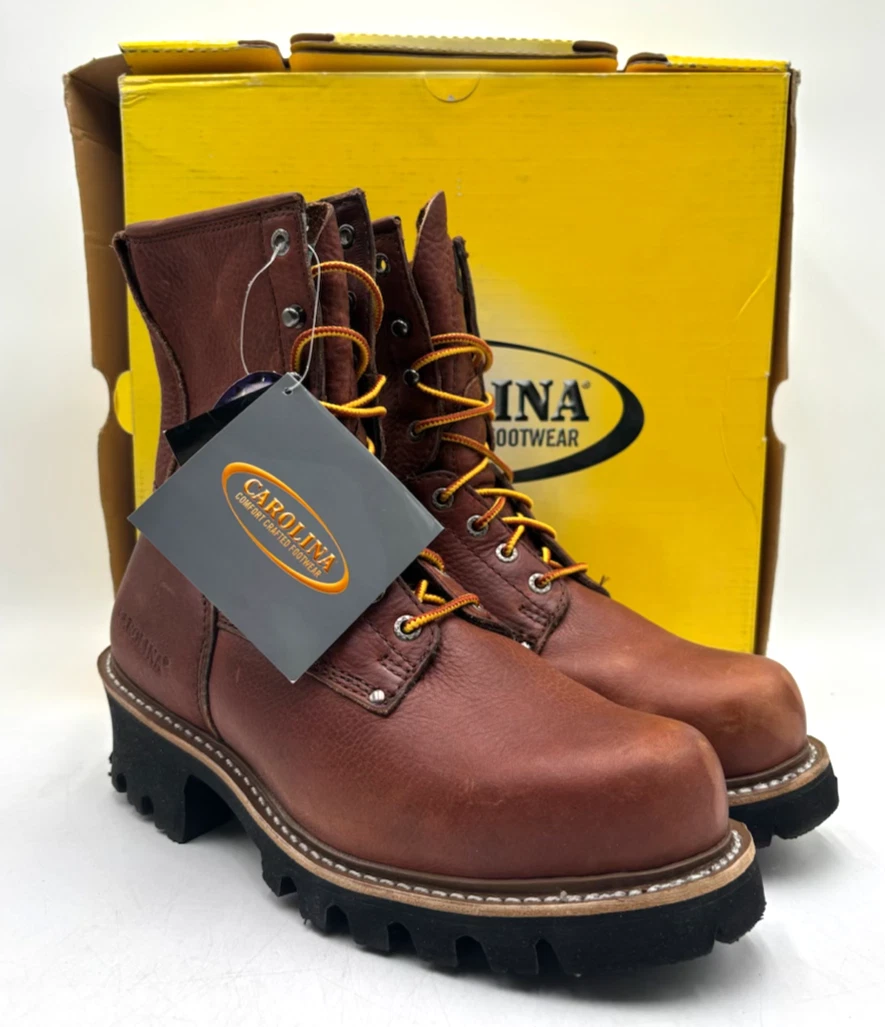 Vintage NWT Carolina‎ 367 USA Made Brown Leather Work Boots 8.5 EE Deadstock NOS Carolina Brown Boots for Men for sale | eBay main image 2