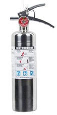   NEW 2.5 LB CHROME/STAINLESS STEEL ABC FIRE EXTINGUISHER W/VEHICLE BRACKET