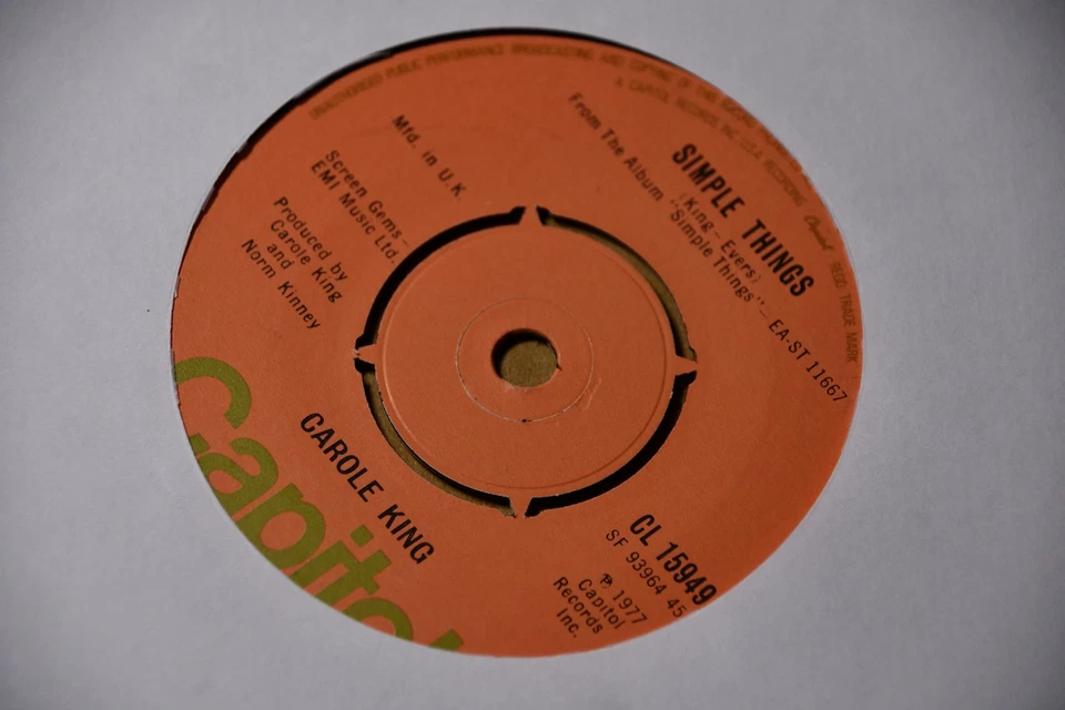 Carole King - Simple Things 7 Inch Vinyl Record - Image 3 of 3