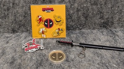 Marvel Deadpool VR Pin, Twisted Pixel Coin & Sword Collectible Bundle