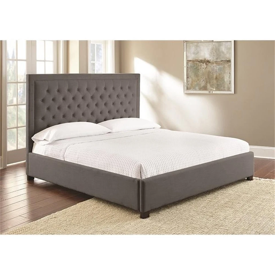 Cama plataforma Steve Silver Isadora Tufted King en gris Foto 2 de 4