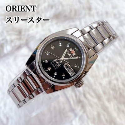 Orient Three Star Crystal Automatic Watch Black Dial Day-Date