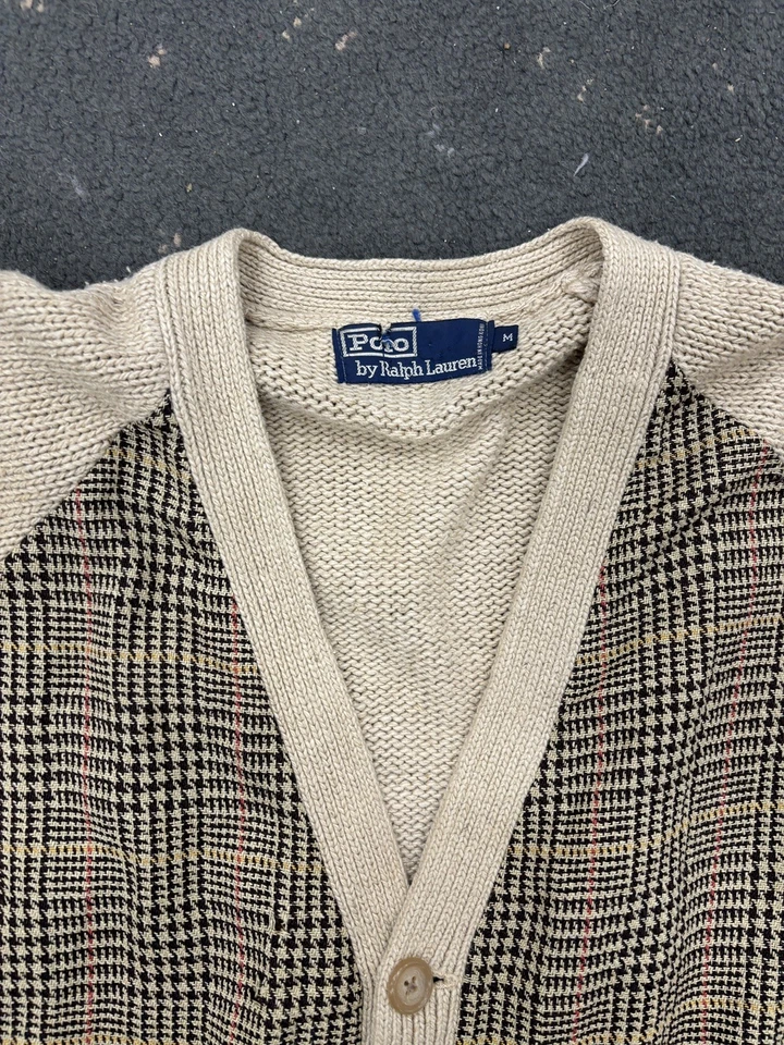 Raro Suéter Cárdigan Vintage POLO RALPH LAUREN Botón Frontal Mezcla Seda Años 90 MED Foto 3 de 4