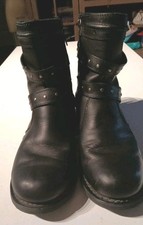 Harley-Davidson Women's Motorcycle Boots 8M Black Leather Studded Straps