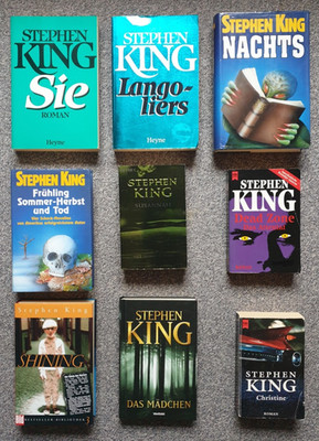 9 x Stephen King - Bücherpaket - SHINING + SIE + NACHTS + LANGOLIERS + CHRISTINE