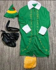 Buddy The Elf Costume - Coat, Tights, Hat, Shoe Covers, Belt - Various Sizes