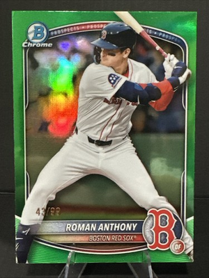 #ad 2025 Bowman Chrome Prospects True Green Refractor 99 Roman Anthony #BCP 167 SP $50.00