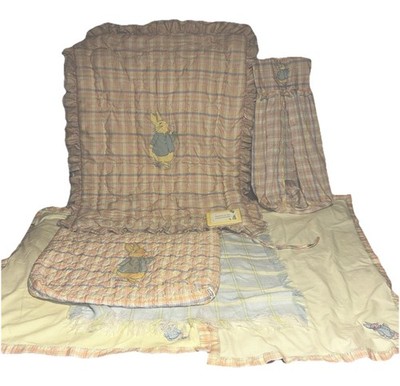 7pc VTG Quiltex Beatrix Potter Peter Rabbit Crib Bedding, Moses Basket, Album