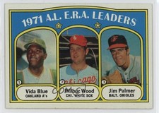 1972 Topps League Leaders Vida Blue Wilbur Wood Jim Palmer #92 HOF 0s4