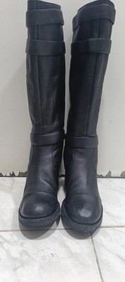 Roberto del Carlo Italy Black Leather Moto Boots Size EU 36.5 US 6.5 Vibram