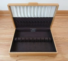 State House Wooden Flatware Storage Chest Sterling Pacific Silver Cloth Liner