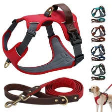 No Pull Dog Harness and Leash set Breathable Mesh Padded Vest with Lift Handle
