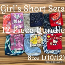 Girls Clothes 12 Piece Bundle Short Sleeve Running Shorts Outfits Size L 10/12 