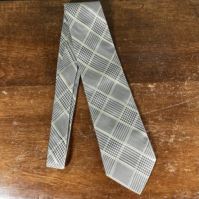 VINTAGE Brooks Brothers Makers Tie Green Plaid Houndstooth Silk England USA