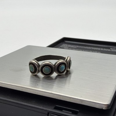 NOS Prince Trading Co Halo Eye Turquoise Inlay Sterling Silver Ring Size 6.75 3g