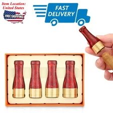 Galiner Pure Copper 4 Size Cigar Pipe Holder Set Resin Accessory W Gift Box Red