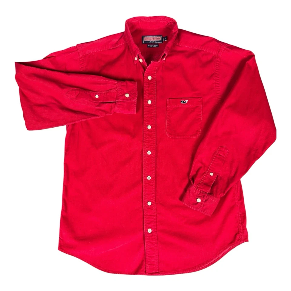 Vineyard Vines Tucker Shirt Button Down Red Corduroy Men’s M Pocket Logo Cotton - Image 2 of 4