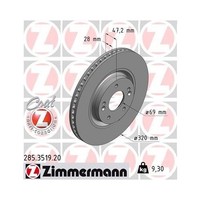 Zimmermann 285.3519.20 Bremsscheibe Vorderachse FüR Hyundai Kia Kia (Dyk)