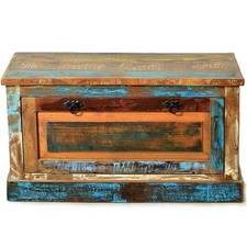 Scarpiera, Con 1 Porta, Legno Riciclato, Lucidato - A