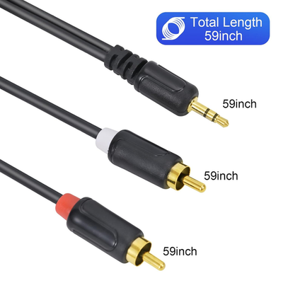 RCA Cables - 59IN/5FT Stereo Jack to 2RCA Plugs for Smartphone