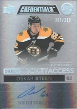 2021-22 UD Credentials Hockey Debut Ticket Access #DTAAOS Oskar Steen AUTO /299