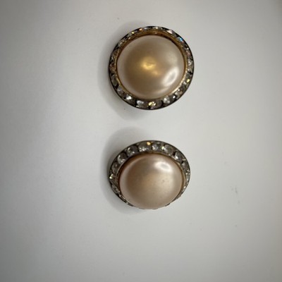 clip on earrings, Faux Pearl, Crystals, 1950s