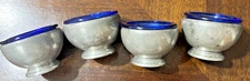 Vintage Salt Cellars (4) Mayflower Pewter WB Mfg. Co. 3273 W/ Blue Glass