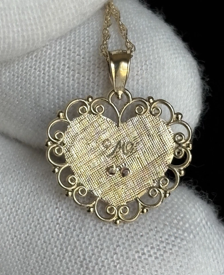 14k Yellow & Rose Gold Grandma Heart Pendant 21 inch Rope Chain Necklace 1.94g - Image 4 of 4