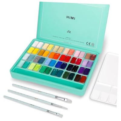 HIMI Gouache Paint Set, 48 Colors x 0.4oz, Twin Cup Jelly Design, bouns 3 