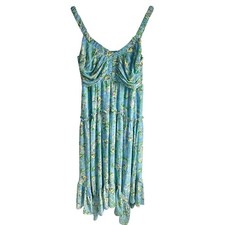 ASTR the Label XL Maxi Dress Shirred V Neckline Spaghetti Straps Ruffled Tiers