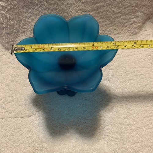 Westmoreland Frosted Satin Blue Glass Pedestal Bowl/Candle Holder Original Tag - Picture 9 of 9
