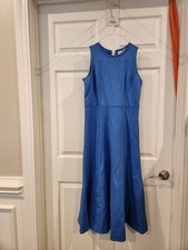 NWTLoft Size2 Blue Dress Sleeveles Rayon Blend Zip Closure Flare Bottom