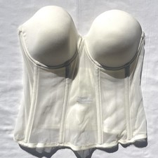 Wacoal Longline Strapless Corset Bra 34D Cream Ivory 85014 Bridal Wedding Boning
