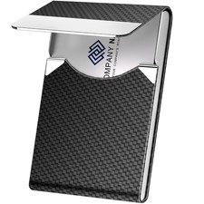 Business Card Holder Case with PU Leather and Stainless Steel Slim Case