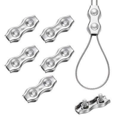 6 Pcs M4 Stainless Steel Duplex Wire Rope Clips for 5/64 Inch Diameter